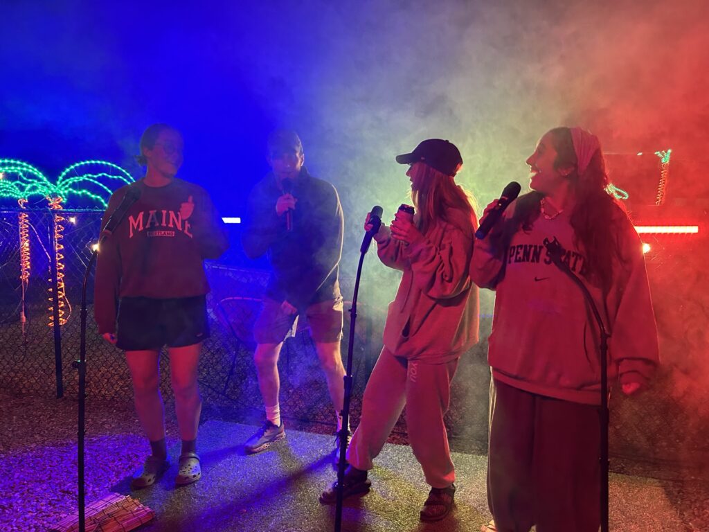 Family sining karaoke at starlite vintage resort in canon city.